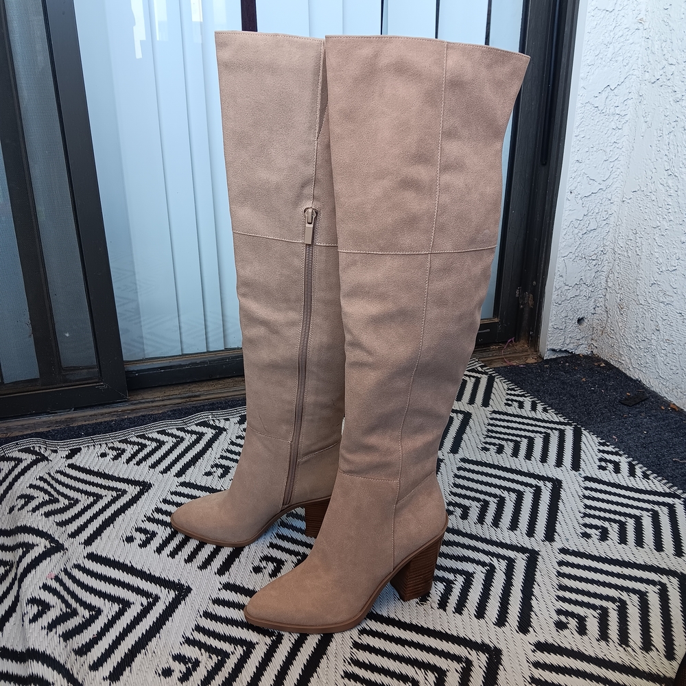 Michael Shannon Over the Knee Tan Boots